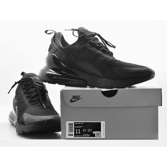 B2 Auth NIKE AIR MAX 270 Triple Black Sneaker Shoes AH8050-005 Size 11 - Picture 1 of 6